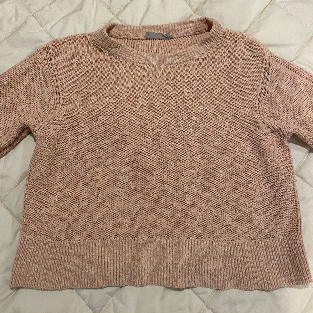 Everlane Cotton Linen blend pullover crew neck blush sweater